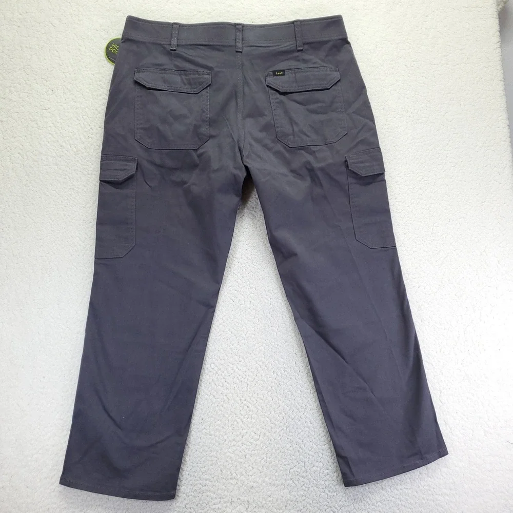 Lee Extreme Comfort MVP Cargo Pant Men 38x29 Gray Straight Fit Hidden Pocket NEW